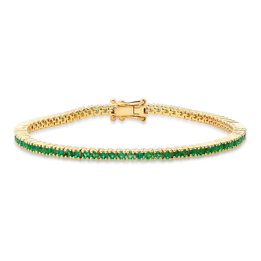 14K Yellow Gold Emerald Classic Tennis Bracelet