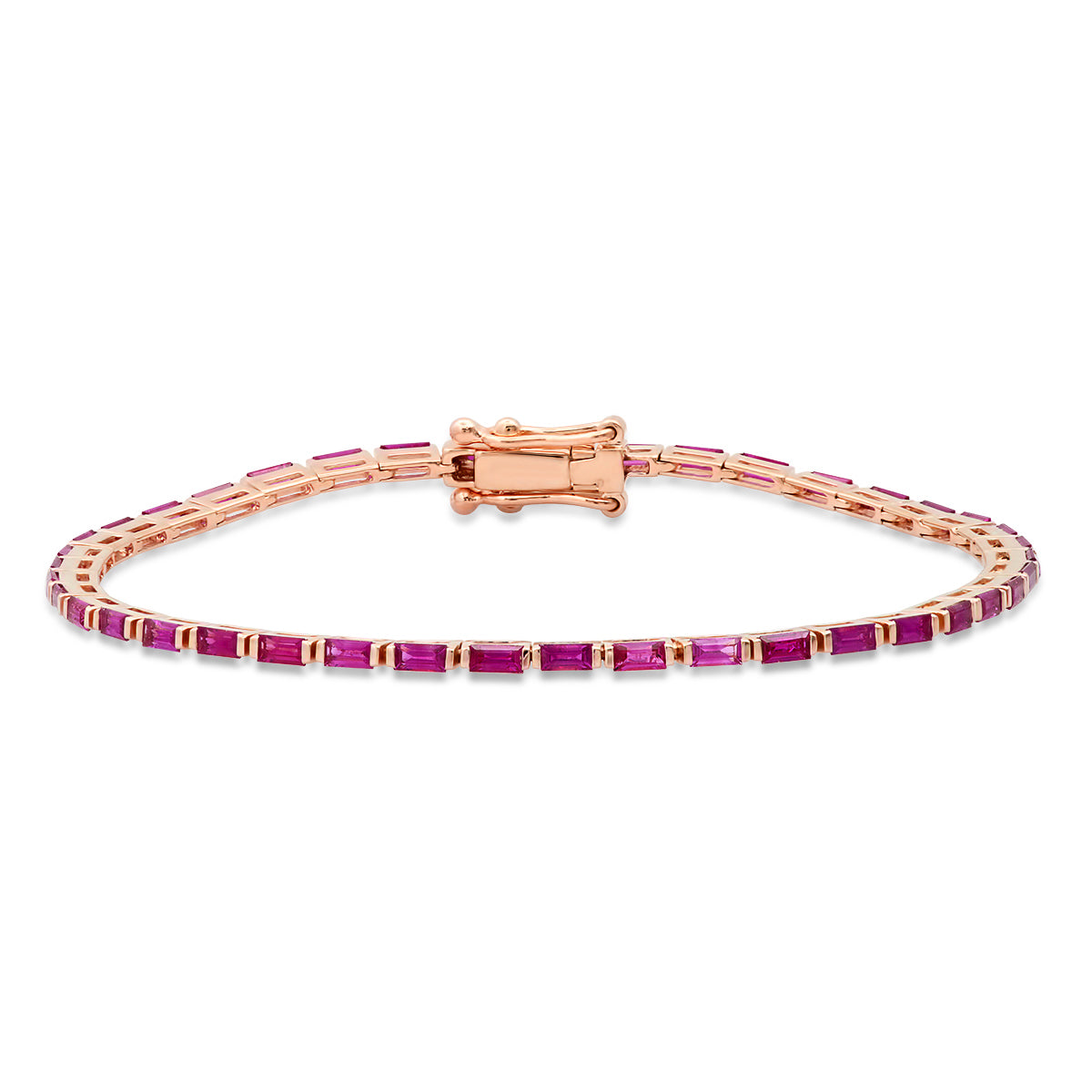 14K Rose Gold Ruby Baguette Tennis Bracelet